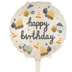 Heliumballon-Geschenk "Happy Birthday" Baufahrzeuge