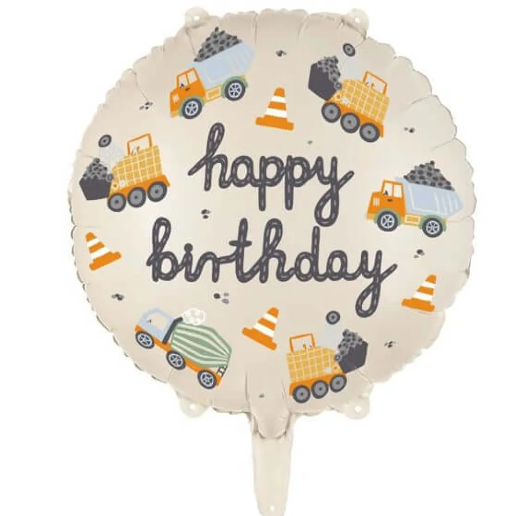 Heliumballon-Geschenk "Happy Birthday" Baufahrzeuge