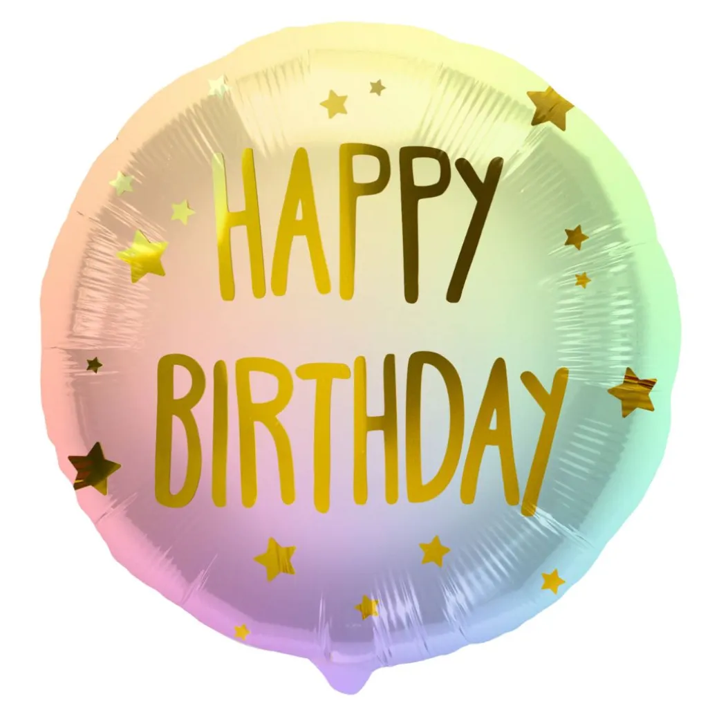 Heliumballon-Geschenk "Happy Birthday" Rainbow Pastell