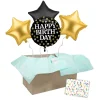 Heliumballon-Geschenk "Happy Birthday" Gold Schwarz