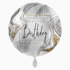 Heliumballon-Geschenk "Happy Birthday" Liquid Silver