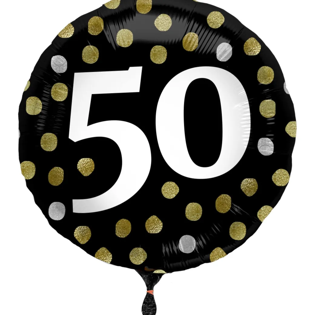 Heliumballon-Geschenk "50 Happy Birthday" Sparkles Set