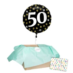 Heliumballon-Geschenk "50 Happy Birthday" Sparkles Set