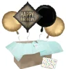 Heliumballon-Geschenk "Happy Birthday" Gold-Schwarz
