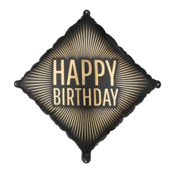 Heliumballon-Geschenk "Happy Birthday" Gold-Schwarz