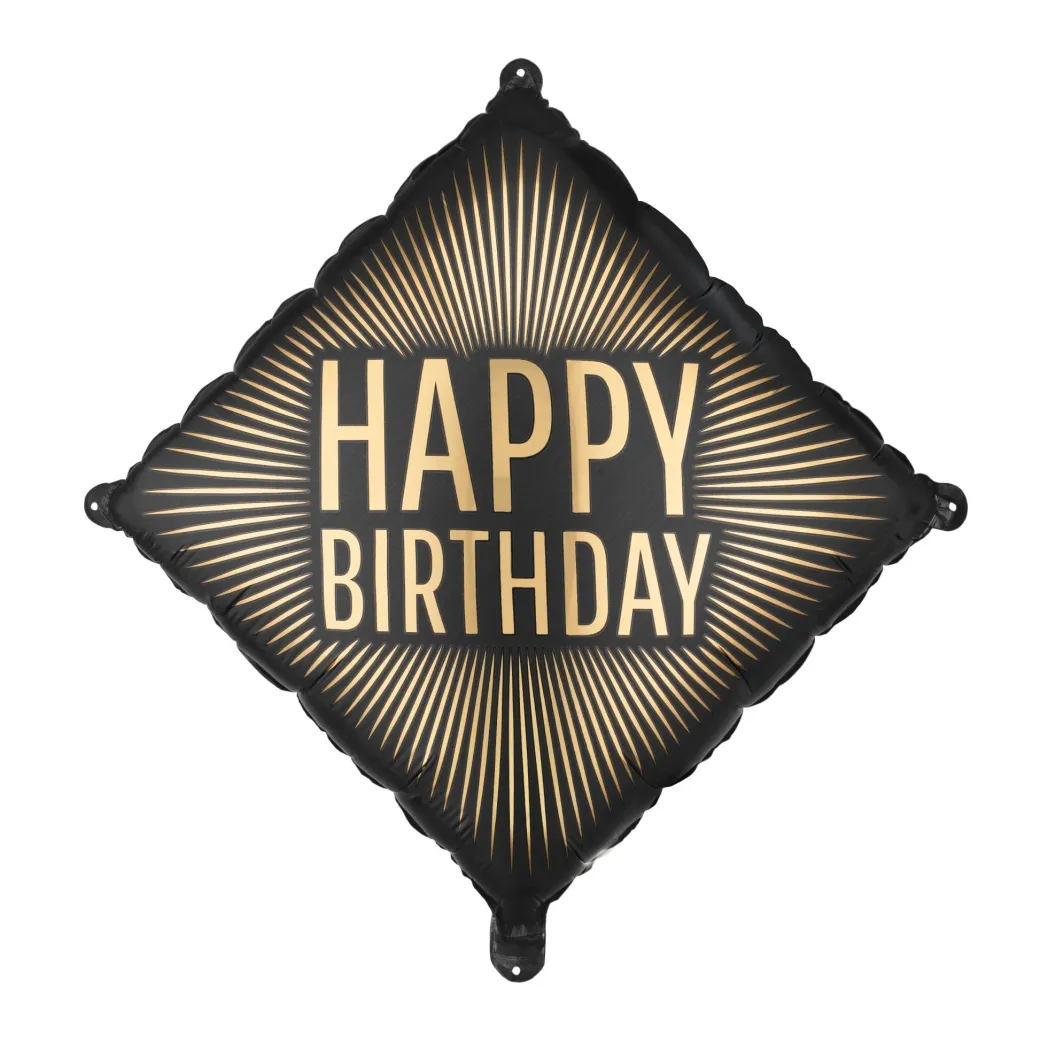 Heliumballon-Geschenk "Happy Birthday" Gold-Schwarz