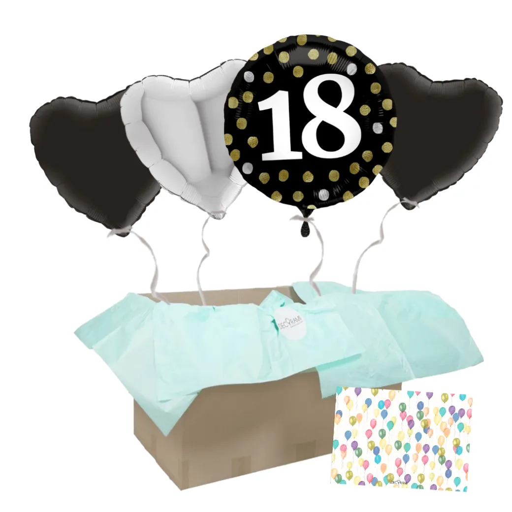 Heliumballon-Geschenk "18" Happy Birthday Sparkles