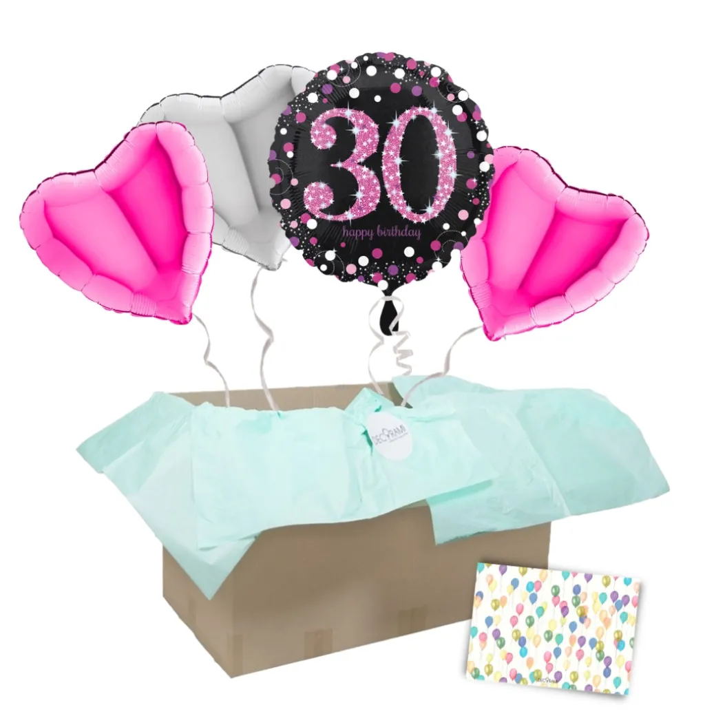 Heliumballon-Geschenk "30 Happy Birthday" Sparkling Pink