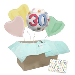 Heliumballon-Geschenk "30" Happy Birthday Bunt
