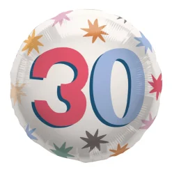 Heliumballon-Geschenk "30" Happy Birthday Bunt
