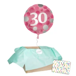 Heliumballon-Geschenk "30" Happy Birthday Pink