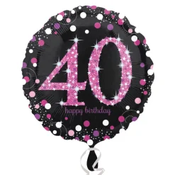 Heliumballon-Geschenk "40 Happy Birthday" Sparkling Pink