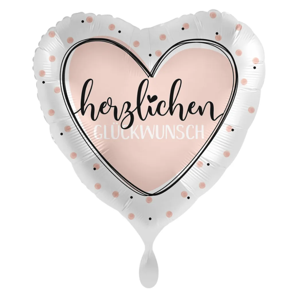Heliumballon-Geschenk "Herzlichen Glückwunsch" Roségold