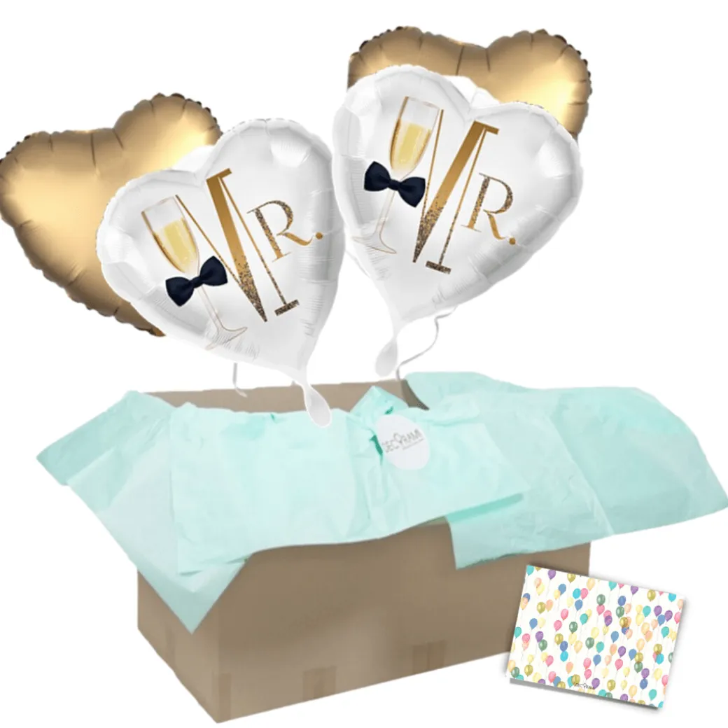 Heliumballon-Geschenk Hochzeit Champagner Herz