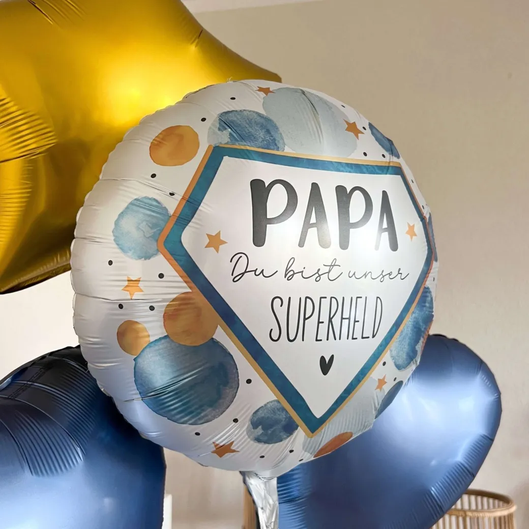 Heliumballon-Geschenk "Papa Du bist unser Superheld"