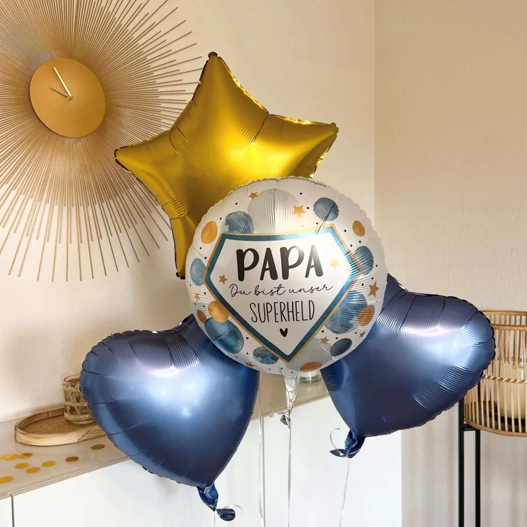 Heliumballon-Geschenk "Papa Du bist unser Superheld"