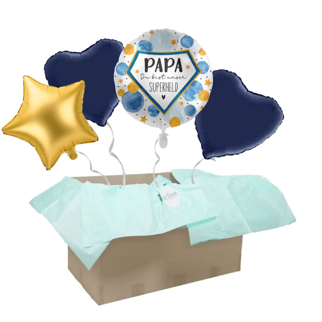 Heliumballon-Geschenk "Papa Du bist unser Superheld"