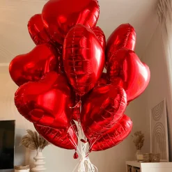 Heliumballon-Geschenk Valentinstag XXL 8 rote Herzen inkl. Liebeskarte