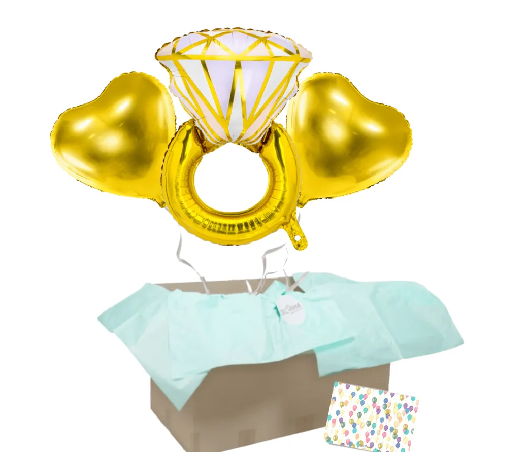 Heliumballon-Geschenk Verlobungsring Gold
