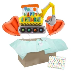 Heliumballon-Geschenk XL Bagger "Happy Birthday"
