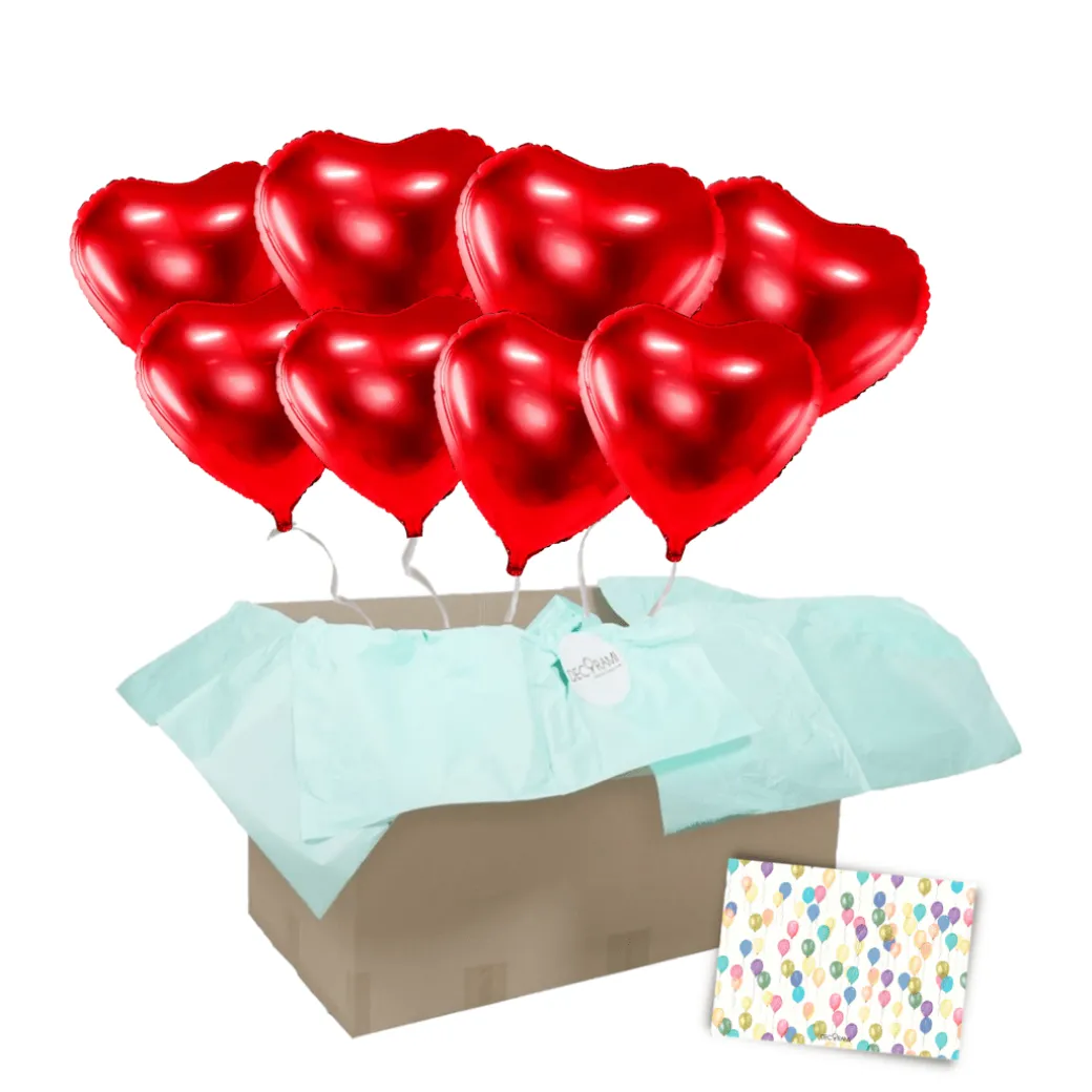 Heliumballon-Geschenk XXL 8 Herzen Wunschfarbe