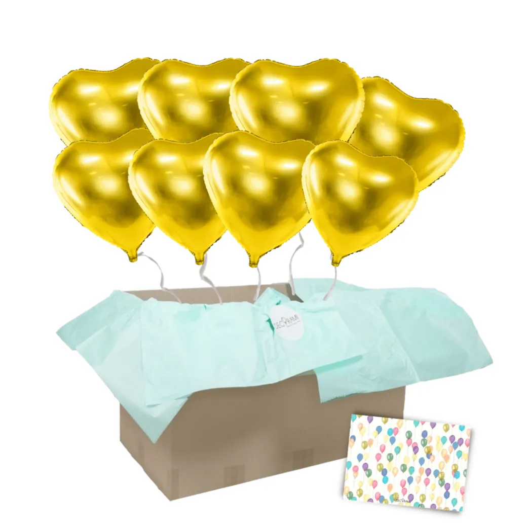 Heliumballon-Geschenk XXL 8 Herzen Wunschfarbe