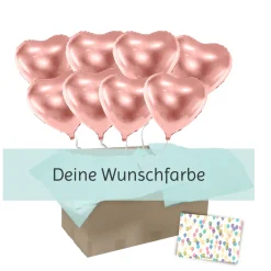 Heliumballon-Geschenk XXL 8 Herzen Wunschfarbe