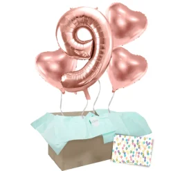 Heliumballon-Geschenk 1 XXL Zahl + 3 Herzen Geburtstagsballon Set Premium