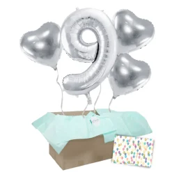 Heliumballon-Geschenk 1 XXL Zahl + 3 Herzen Geburtstagsballon Set Premium