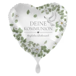 Herzballon "Deine Kommunion - Herzlichen Glückwunsch"