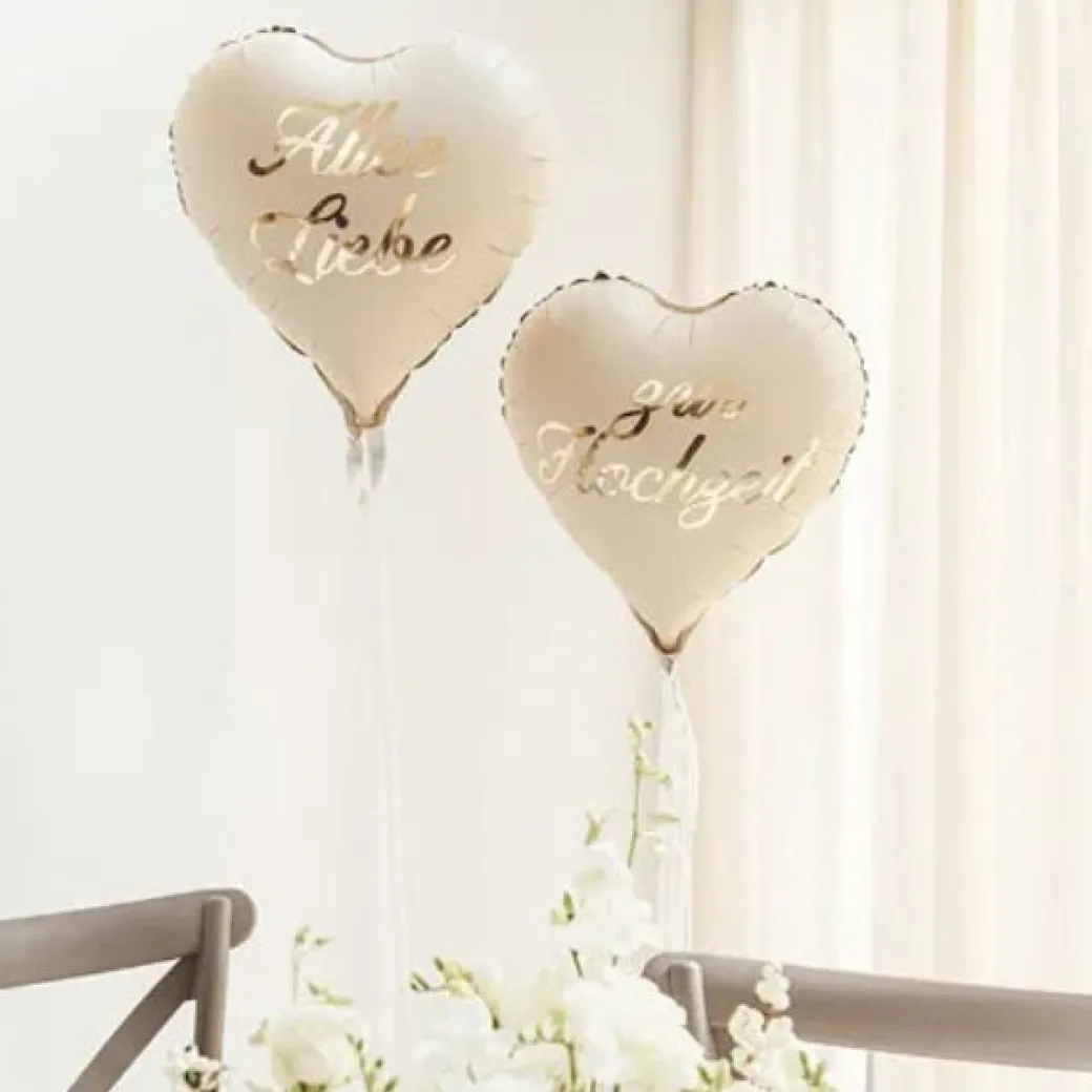 Herzballons "Alles Liebe zur Hochzeit" 2 Stk.