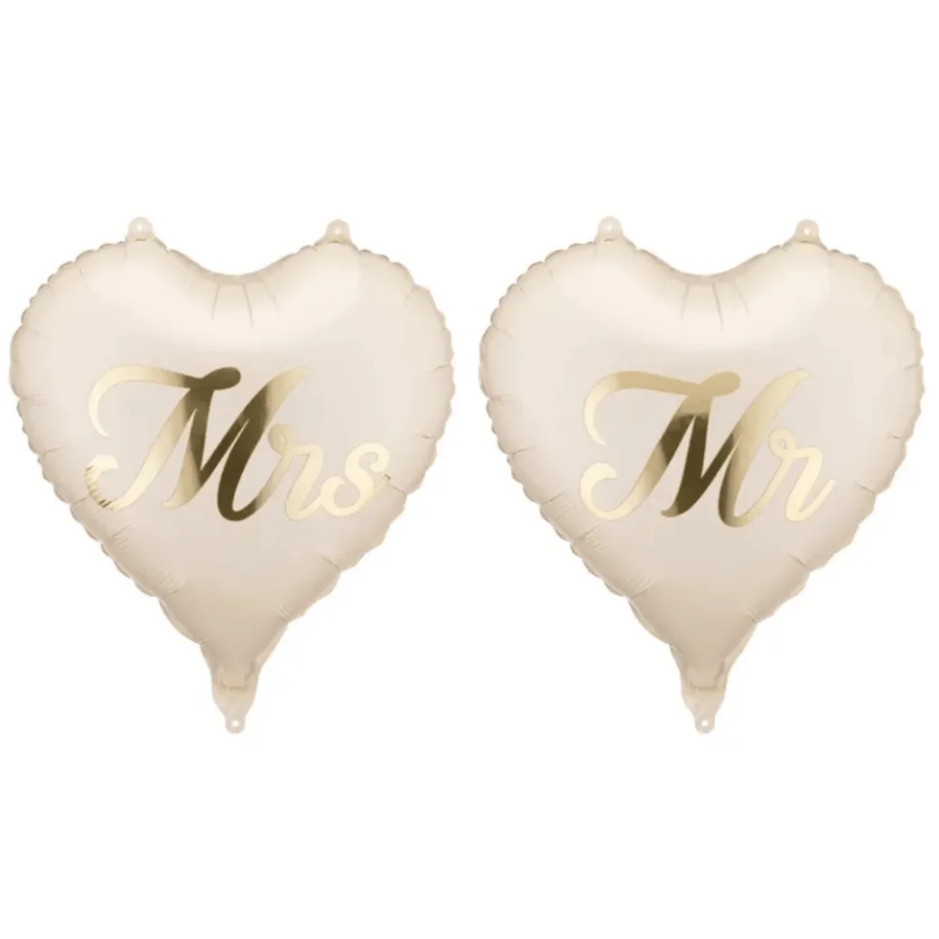 Herzballons "Mr. & Mrs." 2 Stk.