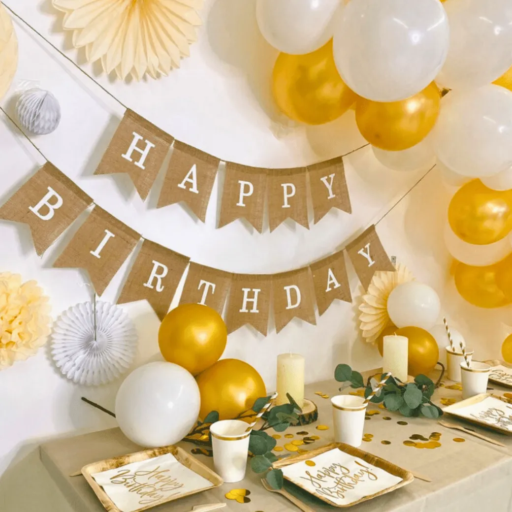 Jute-Girlande "Happy Birthday"