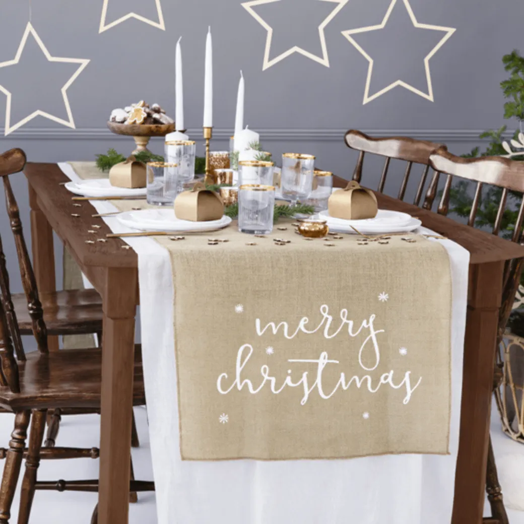 Jute Tischläufer "Merry Christmas"