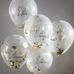 Konfetti-Ballons Ø 30 cm "Eid Mubarak" 5 Stk.