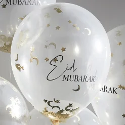 Konfetti-Ballons Ø 30 cm "Eid Mubarak" 5 Stk.