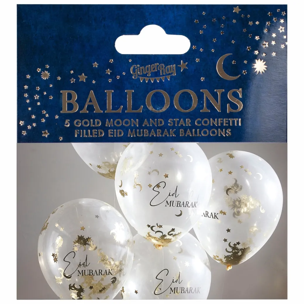 Konfetti-Ballons Ø 30 cm "Eid Mubarak" 5 Stk.