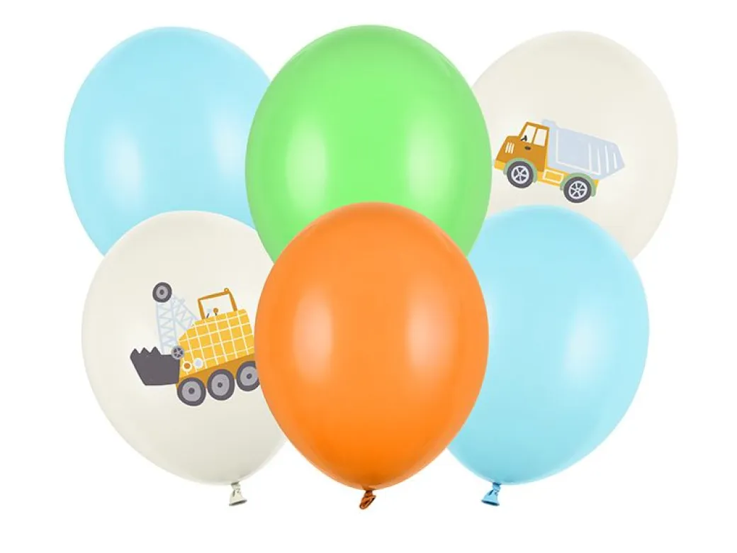 Luftballon Ø 30cm Baufahrzeuge 6 Stk.