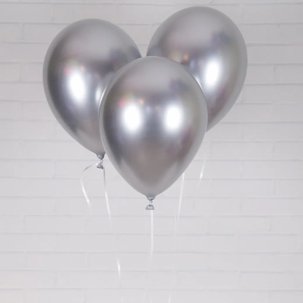 Luftballon Ø 30cm Chrom-Silber 10 Stk.