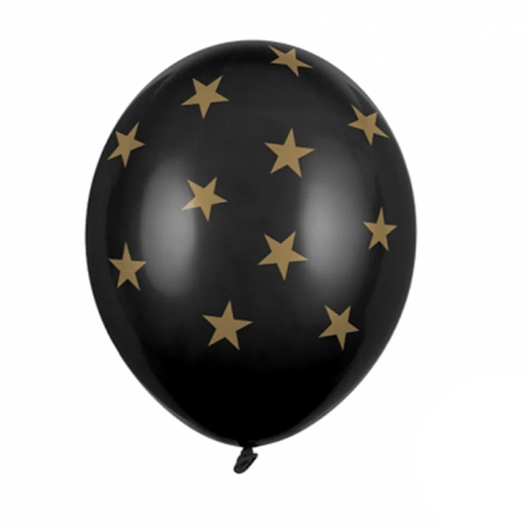 Luftballon Ø 30cm Schwarz mit Sternen 50 Stk.