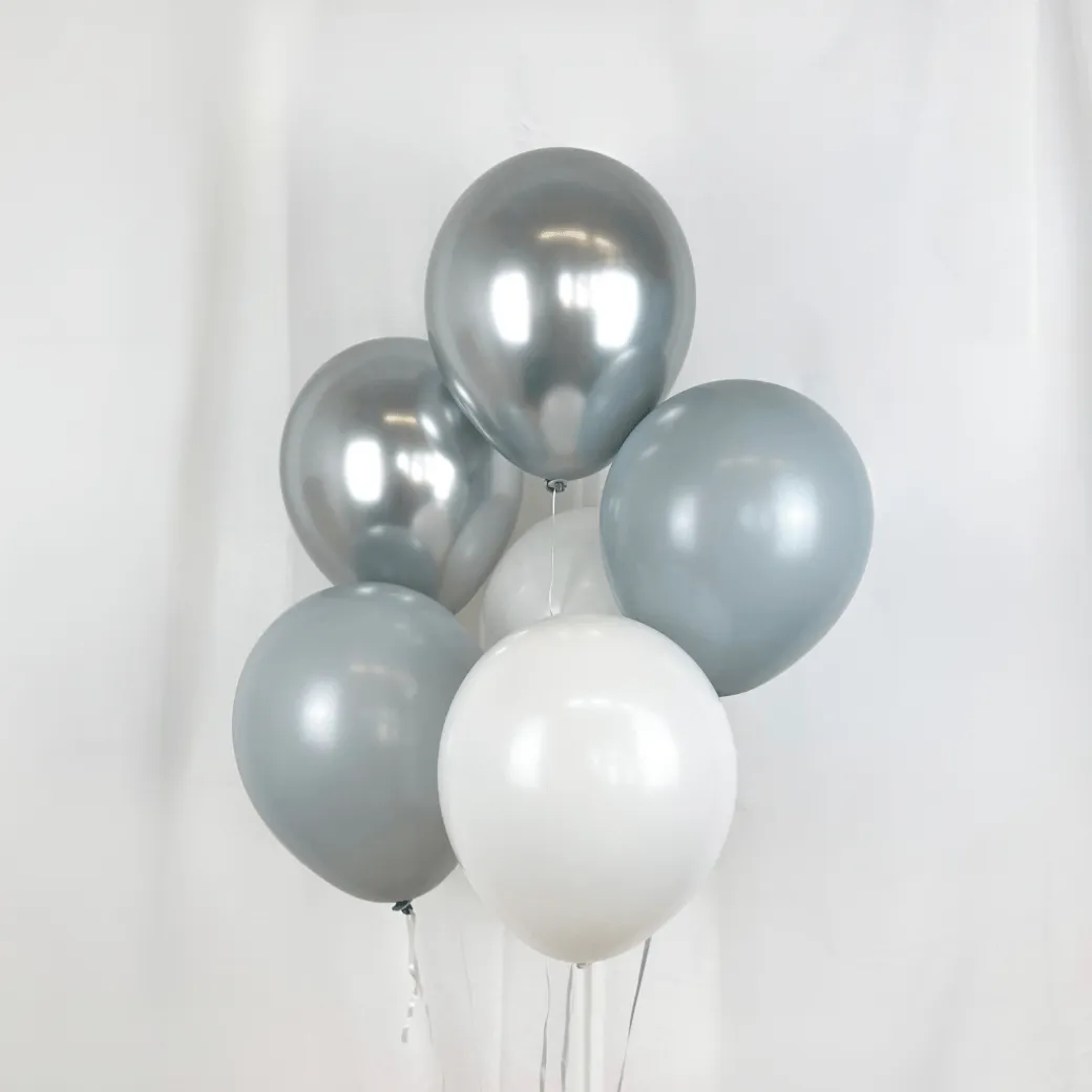 Luftballon-Set Chrom-Mix Silber 10 Stk.