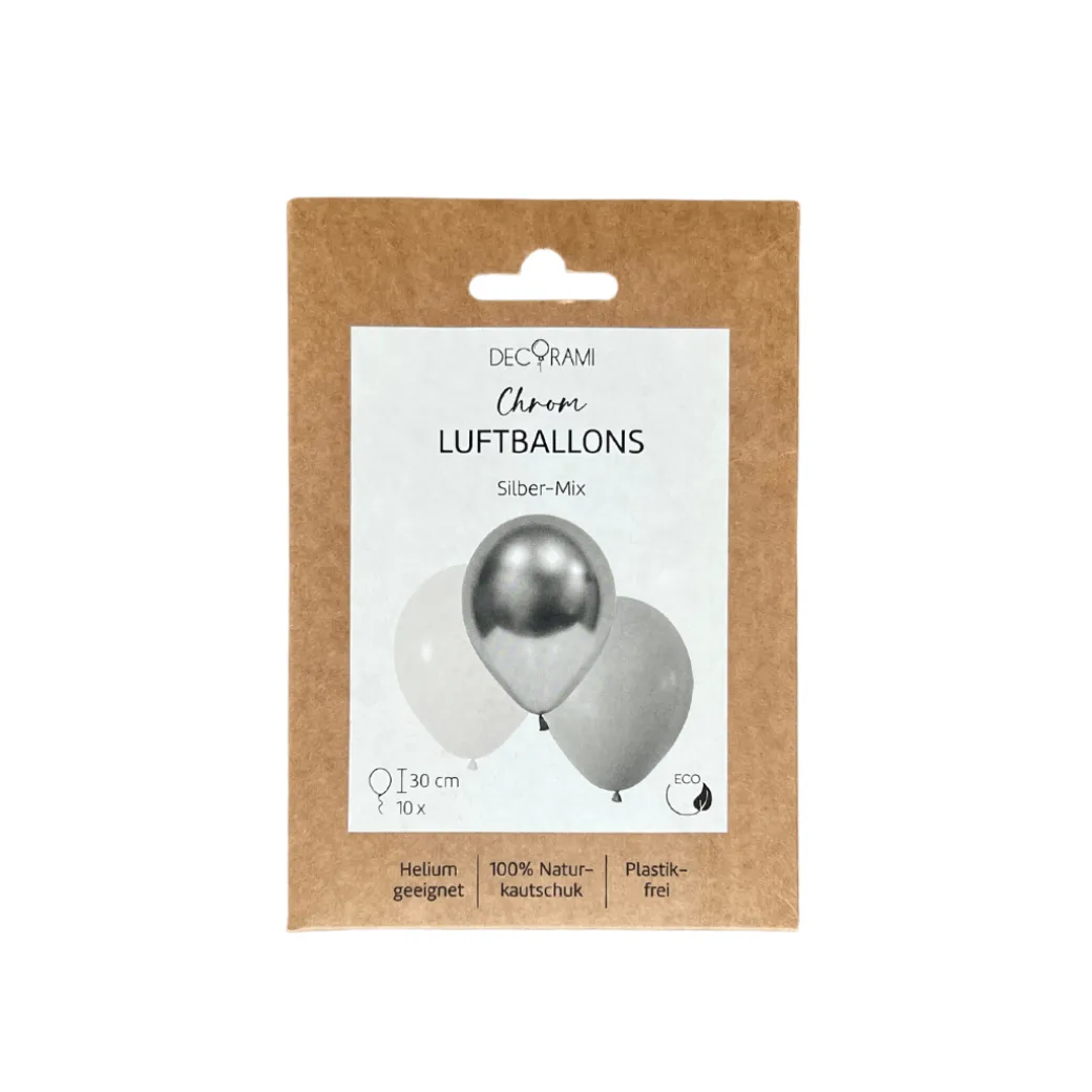 Luftballon-Set Chrom-Mix Silber 10 Stk.