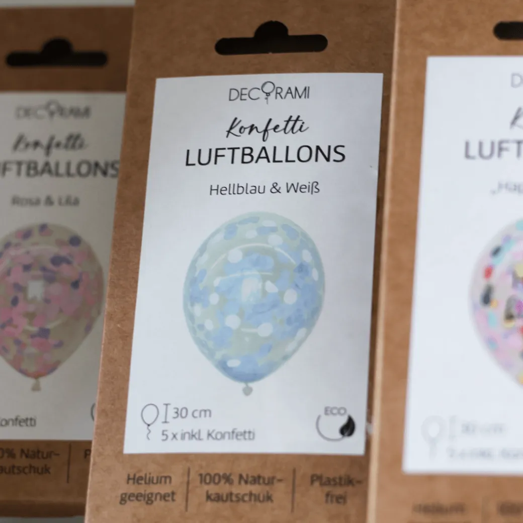 Luftballon-Set Konfetti Hellblau & Weiß 5 Stk.