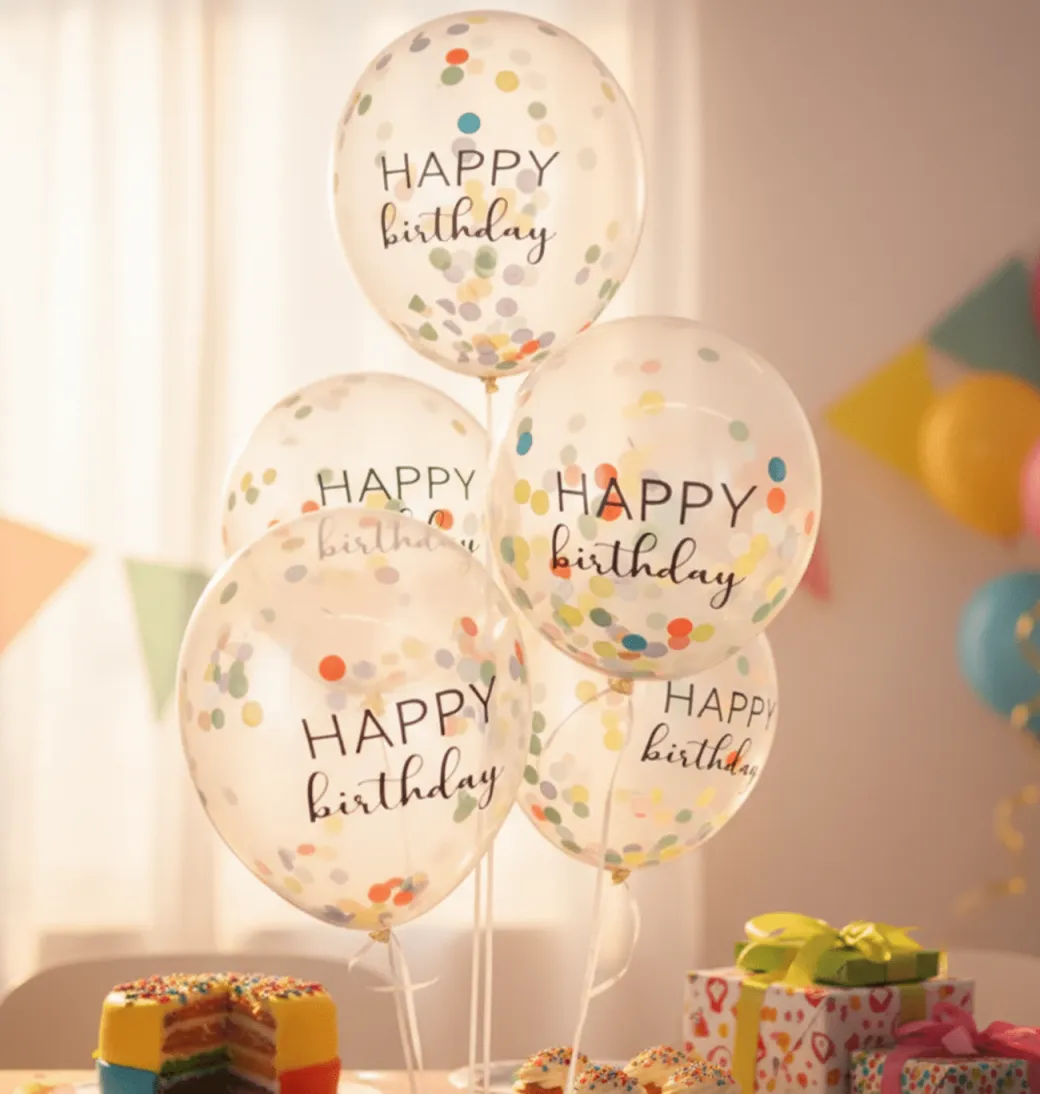 Luftballon-Set Konfetti Mix Bunt "Happy Birthday" 5 Stk.
