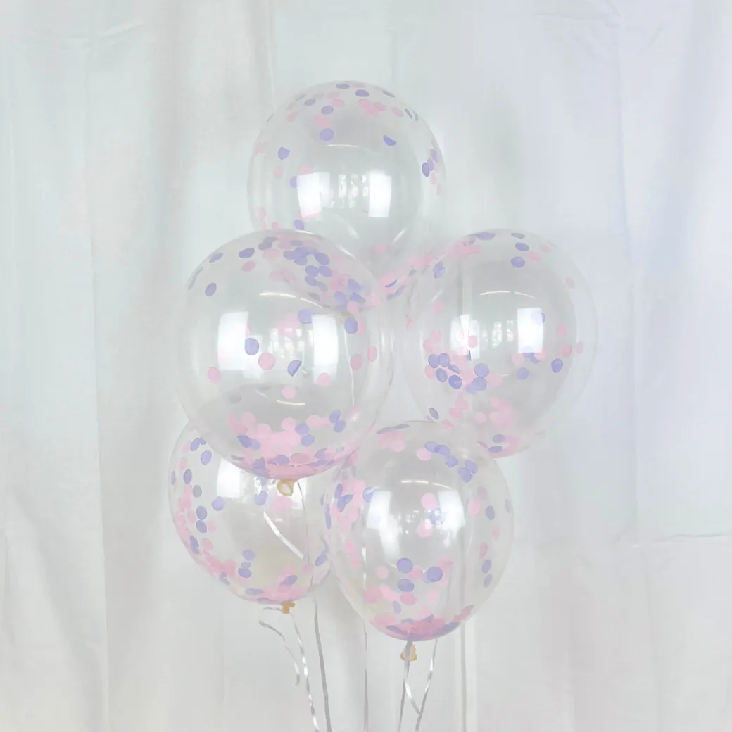 Luftballon-Set Konfetti Rosa & Lila 5 Stk.