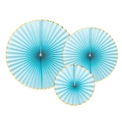 Papier-Fächer-Set (3 Stück) Premium Hellblau mit Goldrand