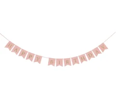 Papiergirlande "Happy Birthday" Roségold