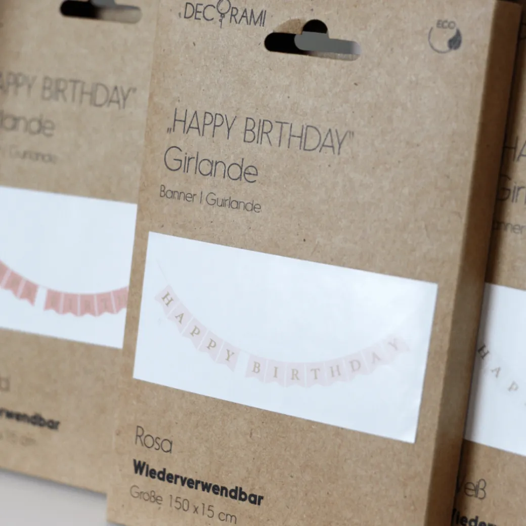 Papiergirlande "Happy Birthday" Weiß