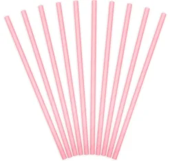 Papier-Strohhalme Einfarbig Rosa 10 Stk.