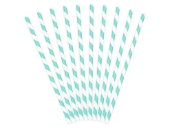 Papier-Strohhalme Gestreift Türkis 10 Stk.